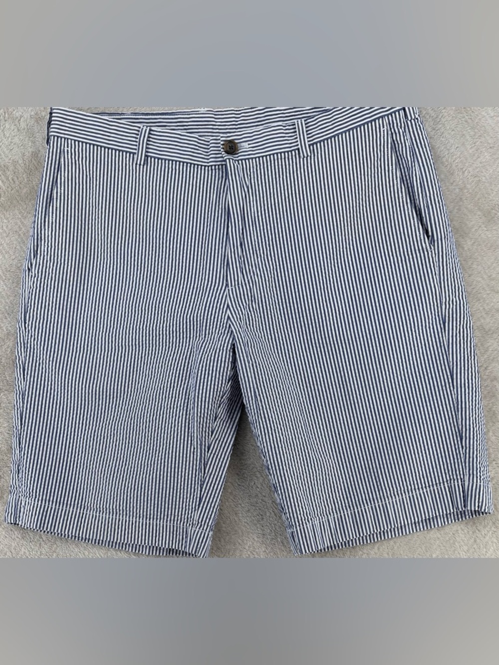 Brooks Brothers Men's Seersucker Shorts 36 Blue White Striped Classic Summer